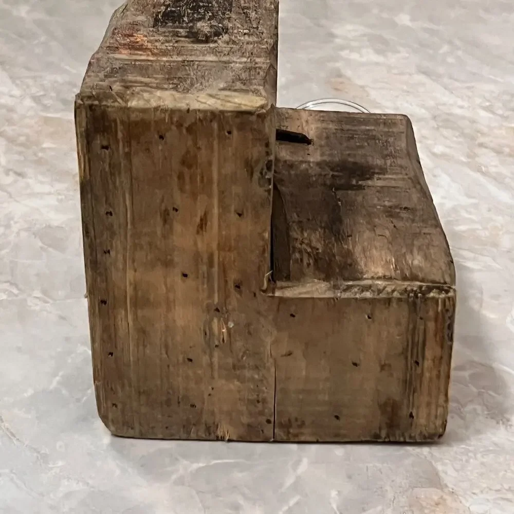 Rustic Square Wood Glass Tealight Holder 10.5